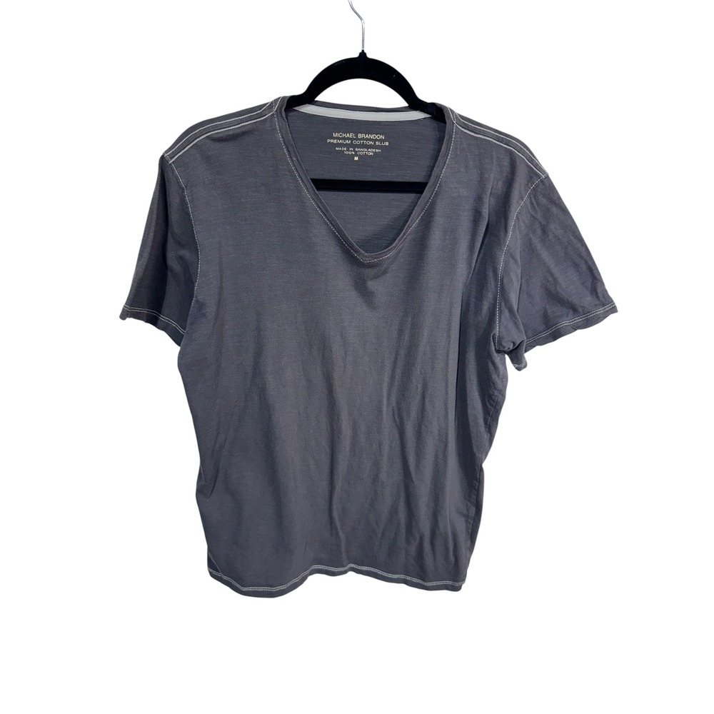 Michael Brandon Medium Gray T-Shirt Men's Premium Cotton Slub V-Neck